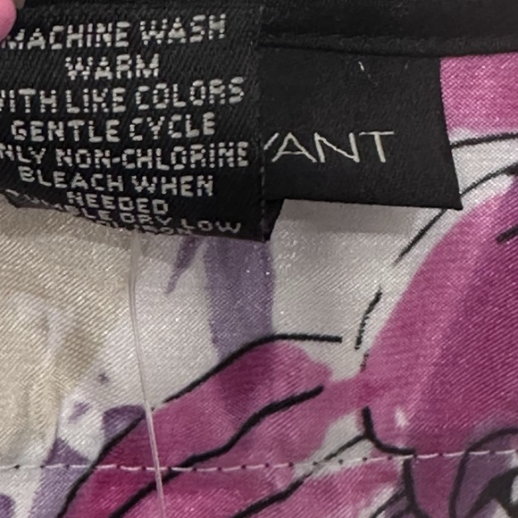 Lane Bryant Blouse Women 22/24 Pink Beige Black Floral Top Tie Back Short Sleeve - Picture 6 of 8